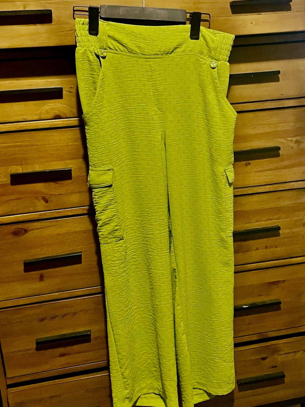 Bright Lime Wide-Leg Cargo Pants - Women